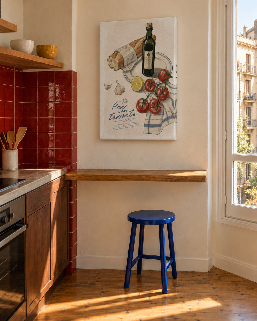 Pan con Tomate - Unframed canvas in an interior