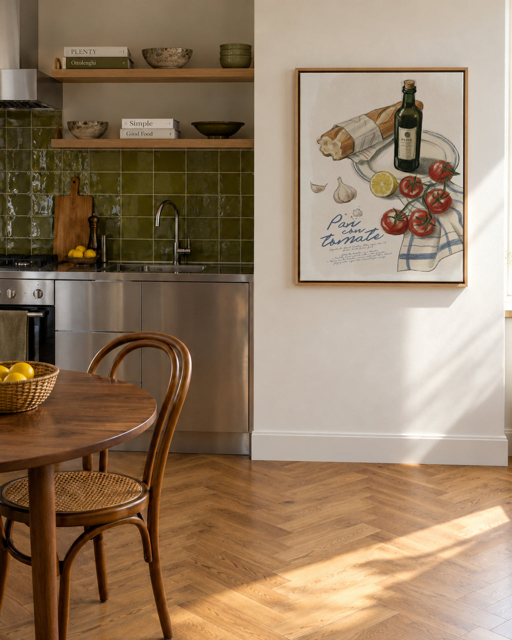 Pan con Tomate - Framed canvas in an interior