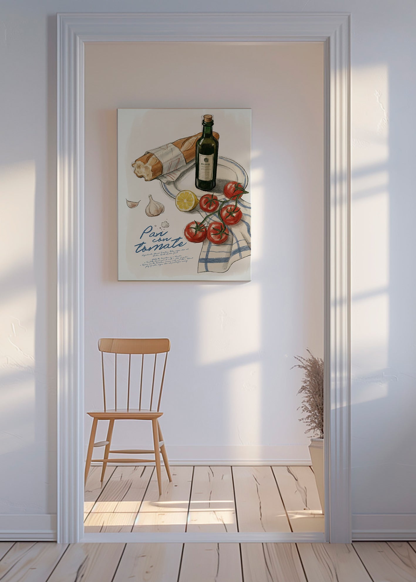 Küchenkunst Brot mit Tomate Illustration