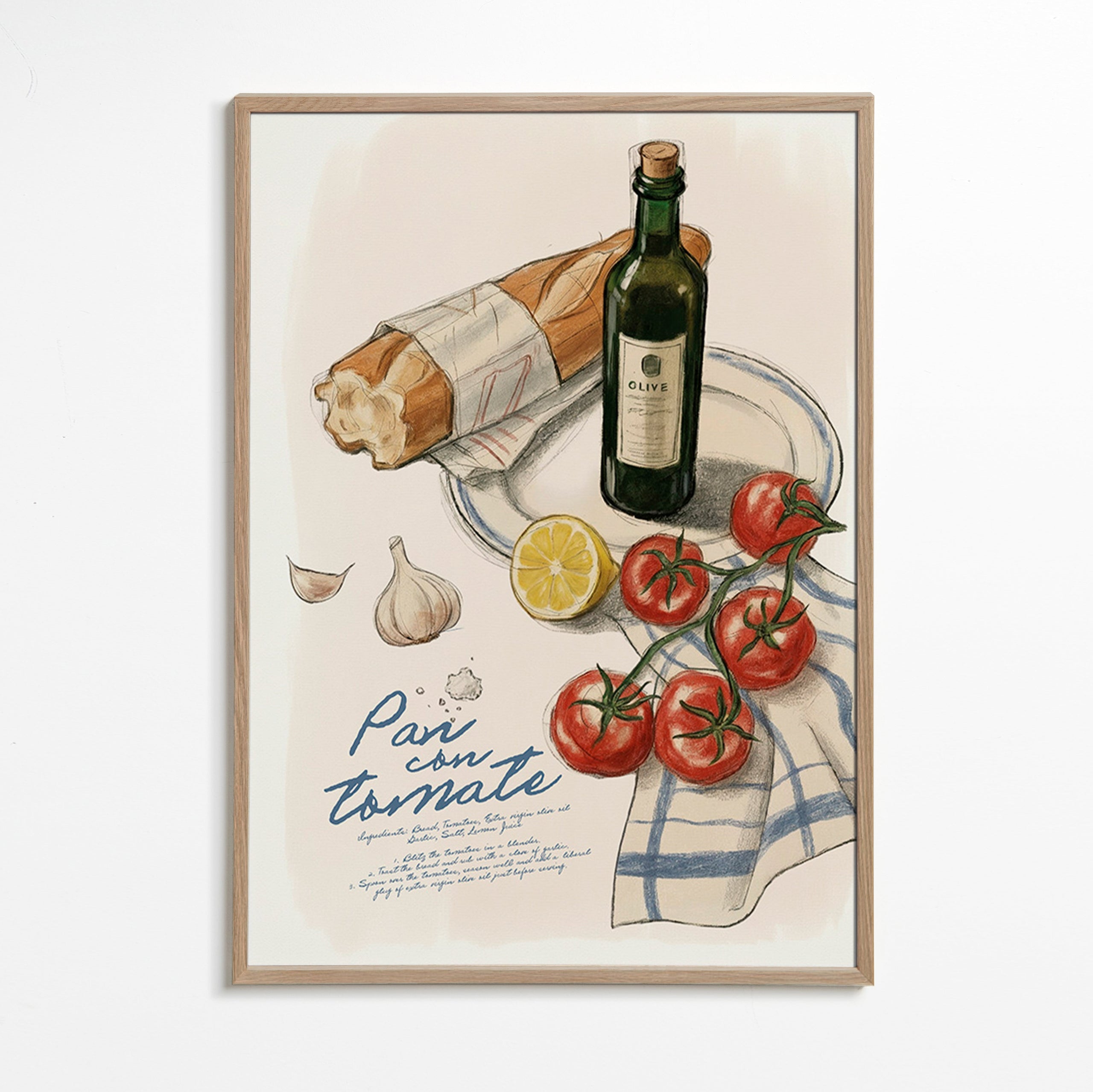 Küchenkunst Brot mit Tomate Illustration