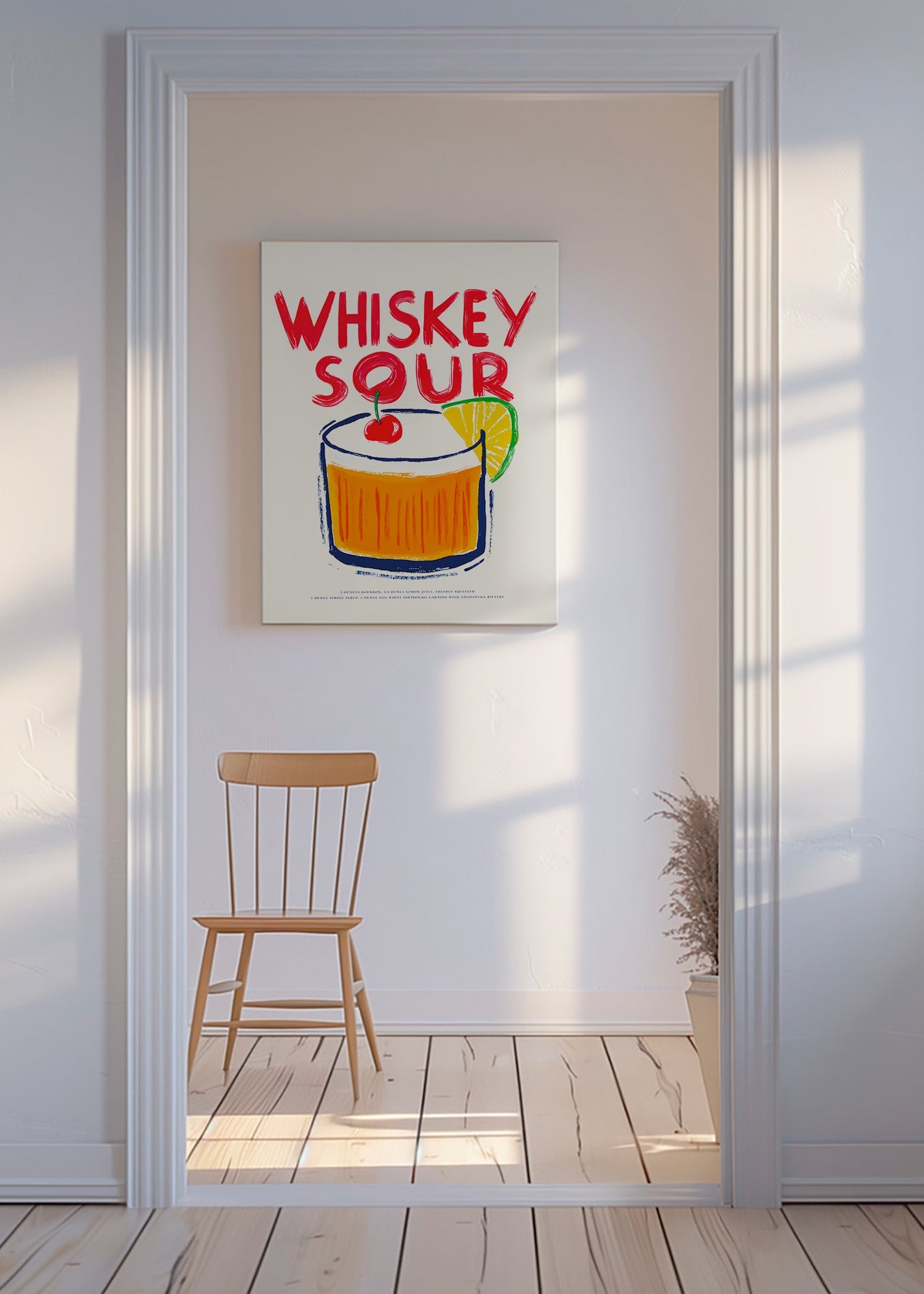 Küchenkunst Whiskey Sour Cocktail-Illustration