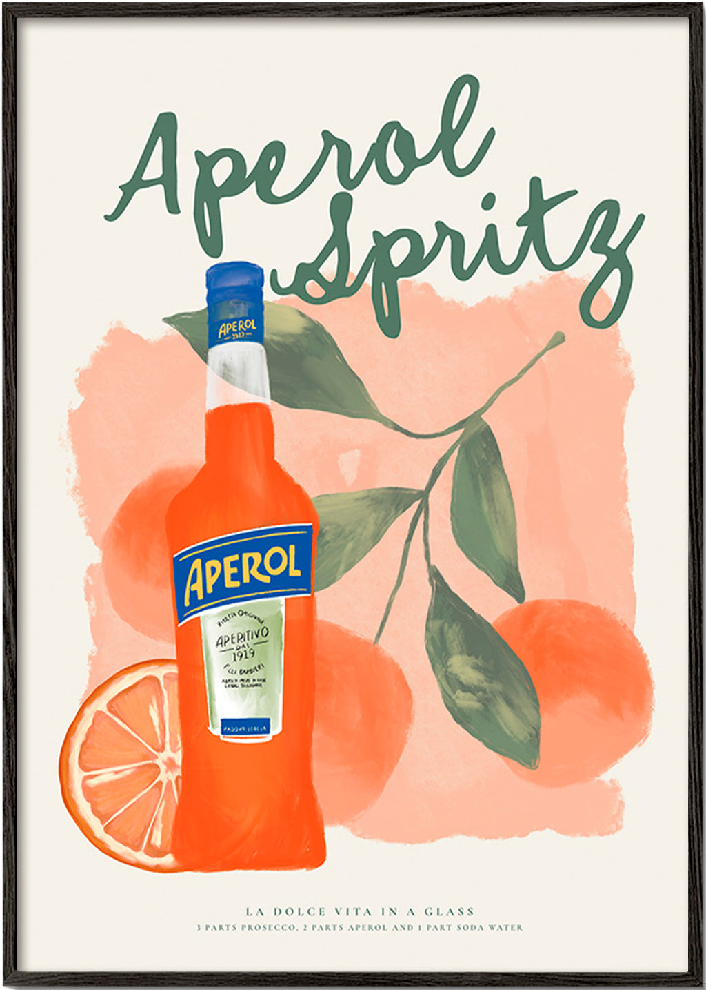 Küchenkunst Aperol Spritz Flasche mit Orangen