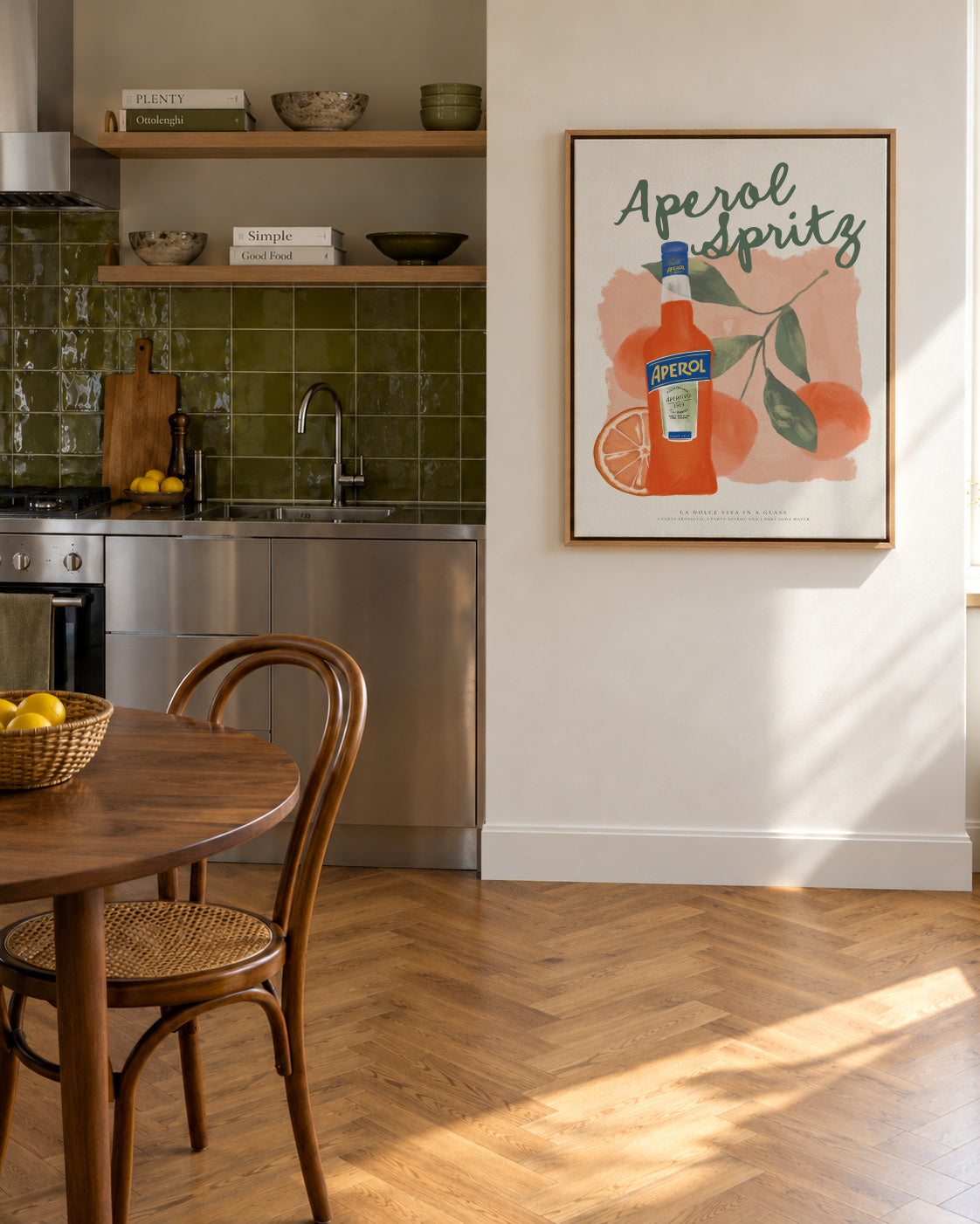Aperol Spritz: La Dolce Vita in a Glass - Framed canvas in an interior