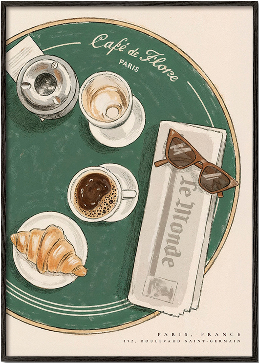 Küchenkunst Café de Flore illustriertes Croissant