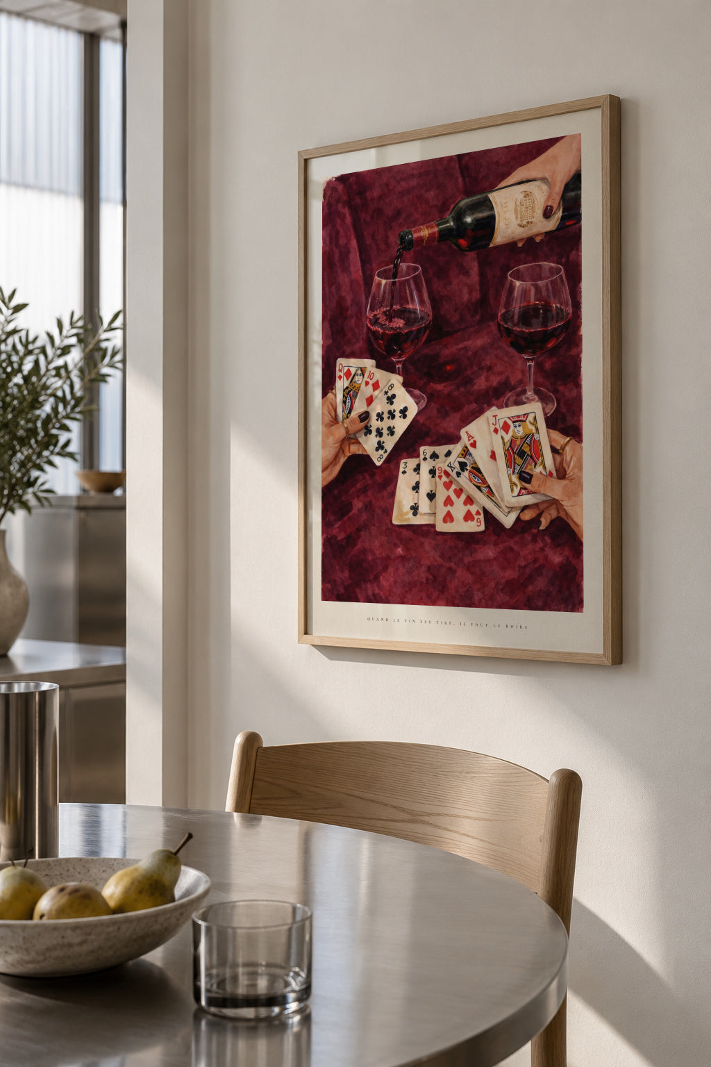 Cards & Cabernet - Framed poster in an interior