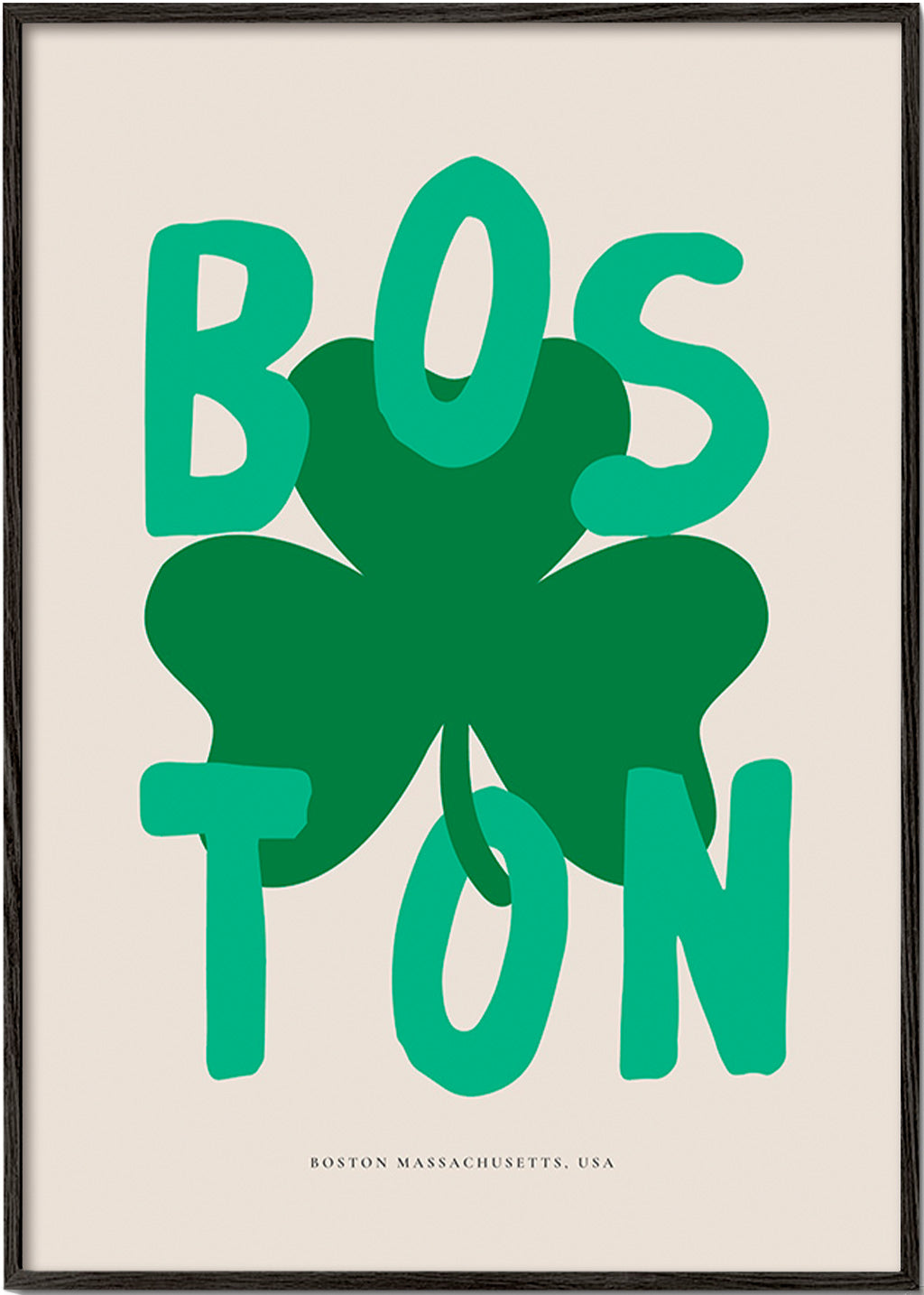 Reiseposter Boston mit Kleeblatt-Grafik