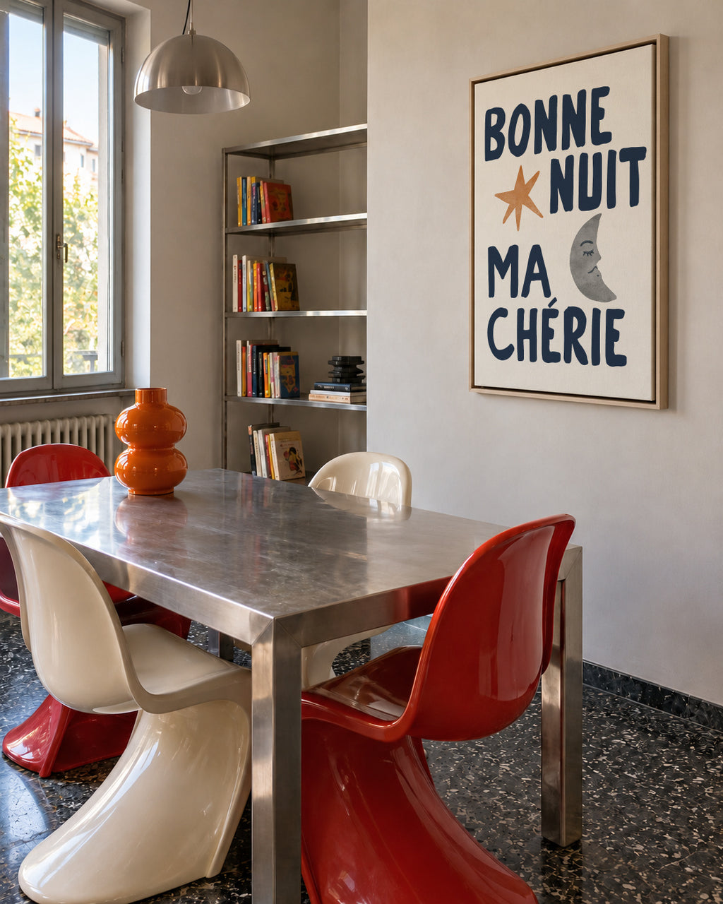 Bonne Nuit Ma Chérie - Framed canvas in an interior