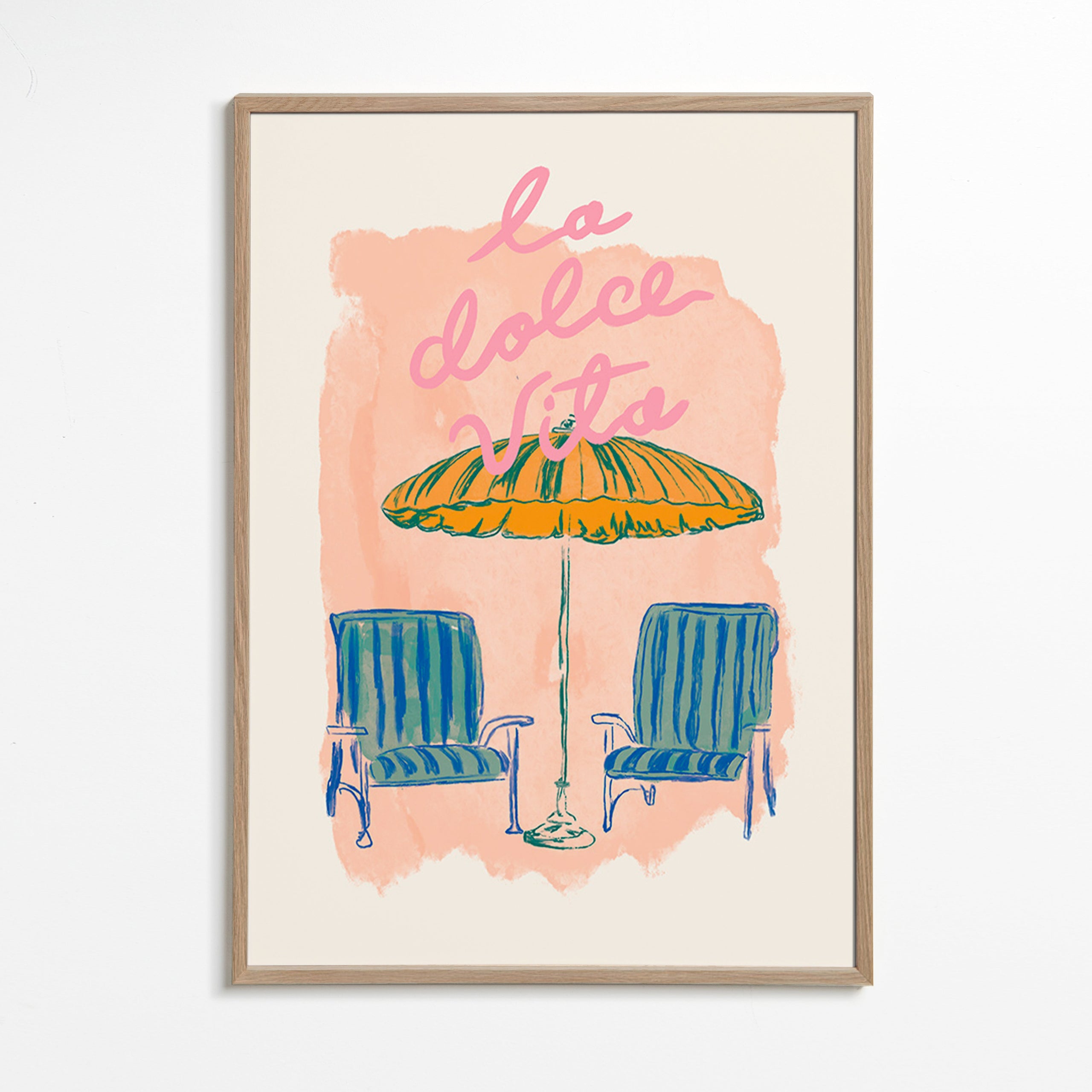Illustration La Dolce Vita Sonnenschirm und Stühle