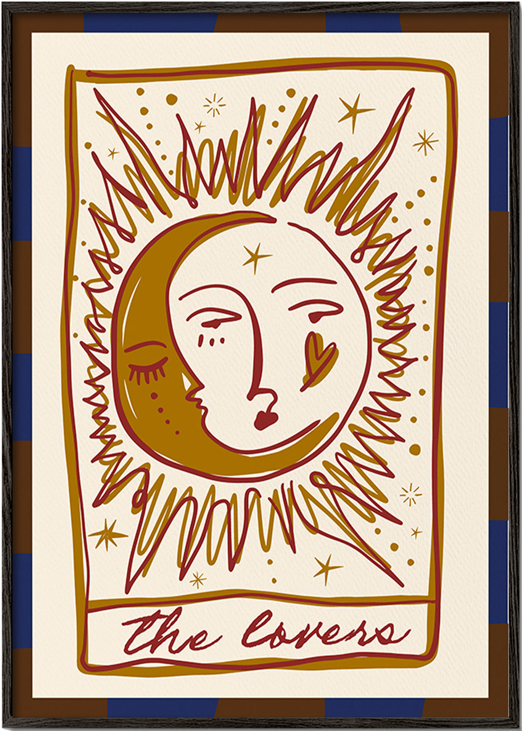 Tarot-Illustration 'The Lovers' Sonne und Mond