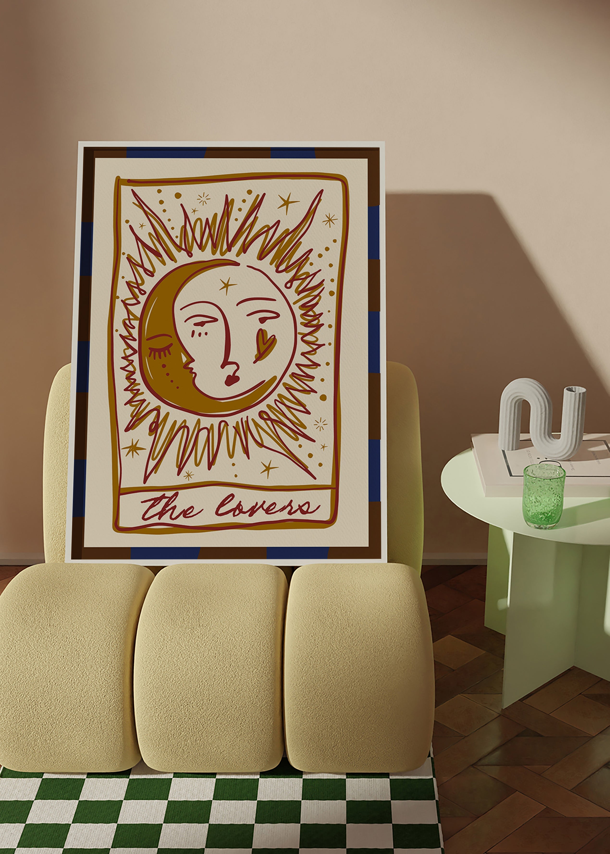 Tarot-Illustration 'The Lovers' Sonne und Mond