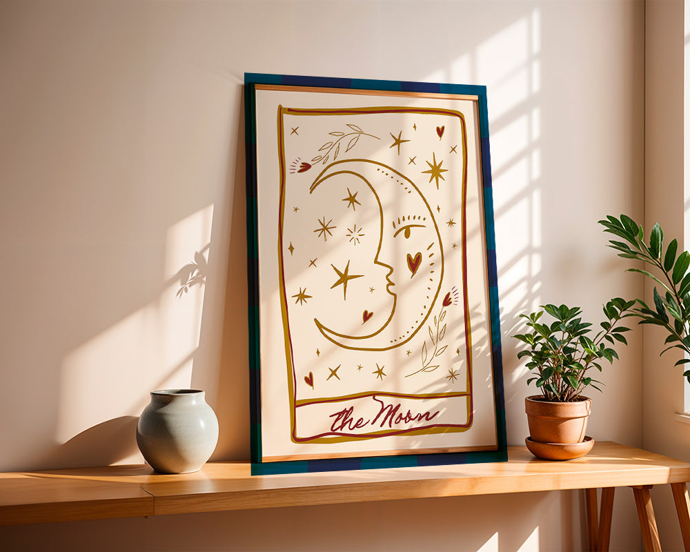 Illustration Mondgesicht mit Sternen