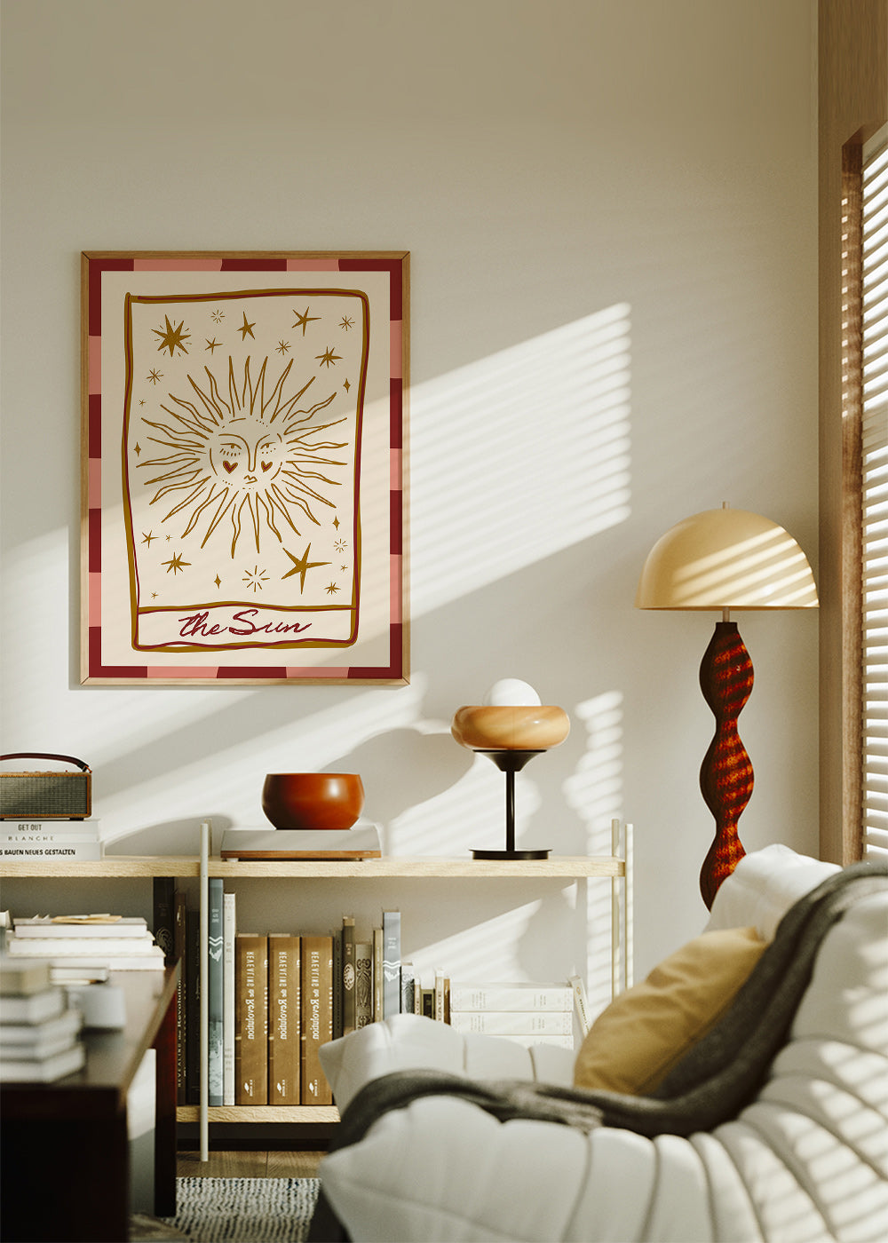 Sonnenillustration im Vintage-Kartenstil