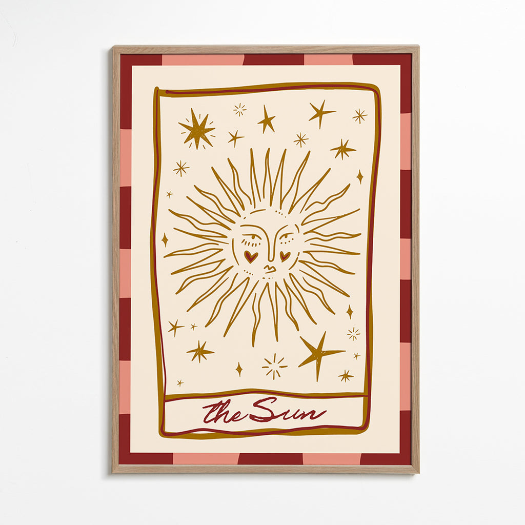 Sonnenillustration im Vintage-Kartenstil