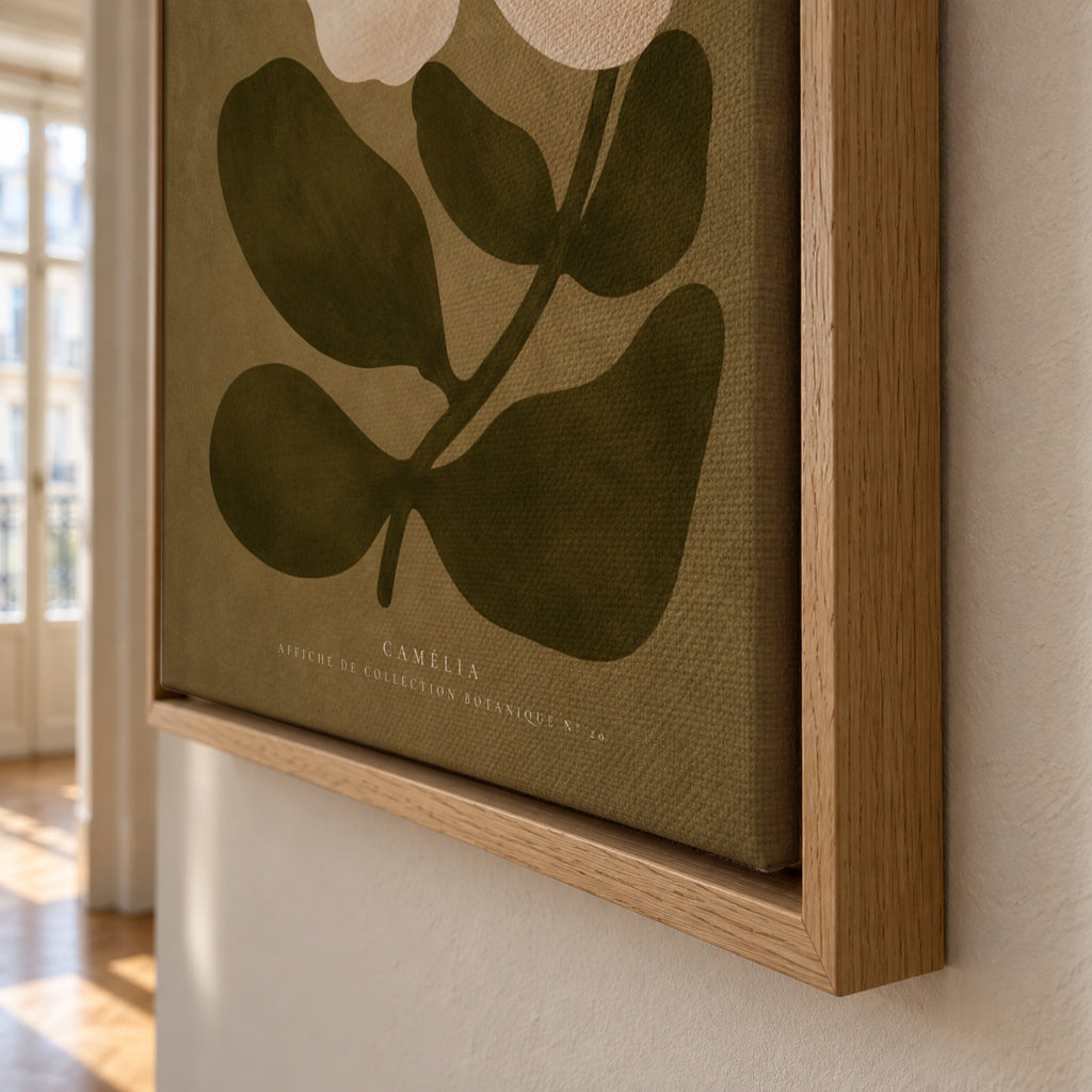 White Camellia - Framed canvas detail