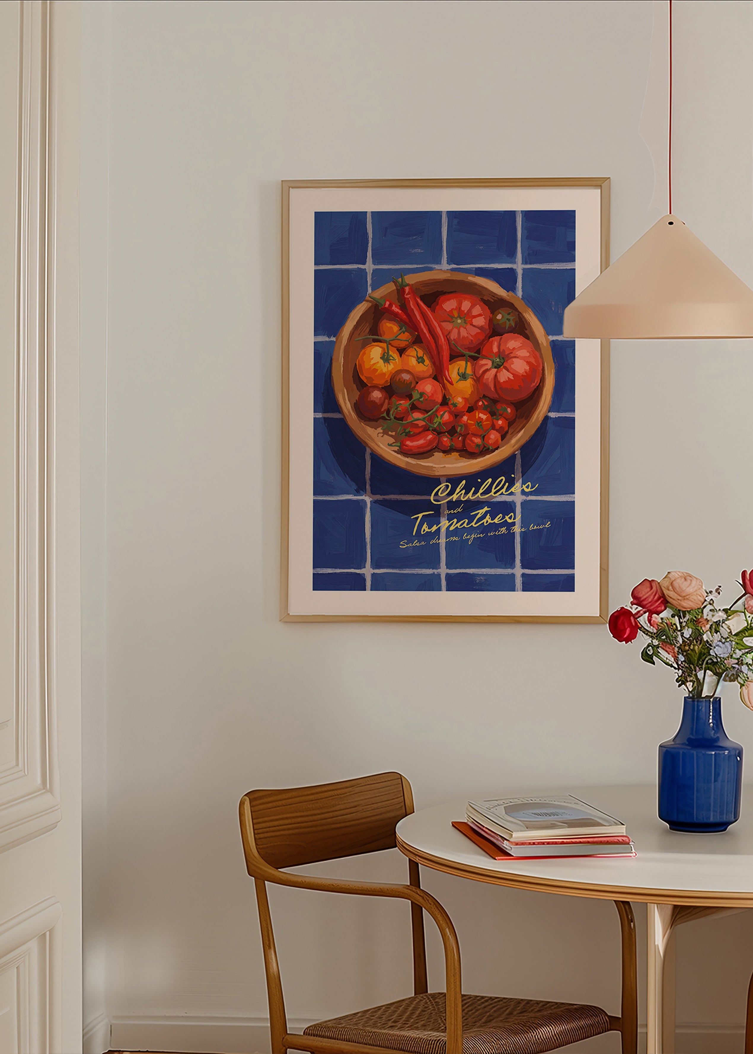 Küchenkunst mit Chili- und Tomaten-Illustration