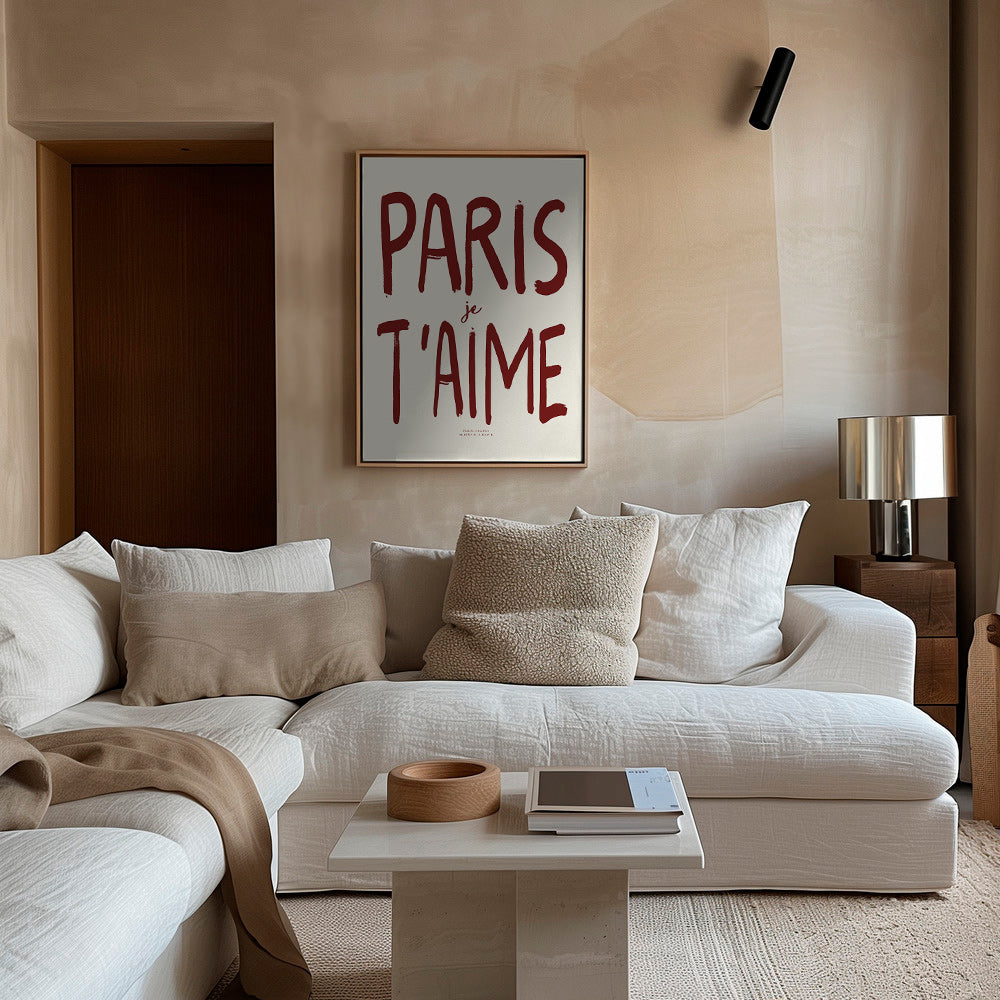 Reiseplakat Typografie Paris je t'aime