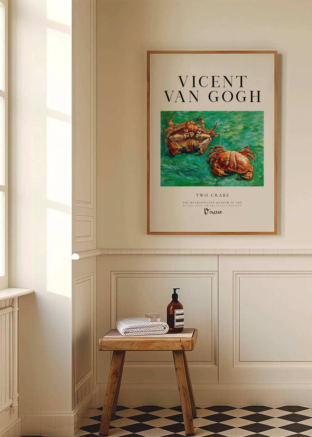 Vicent Van Gogh - Two Crabs - Framed poster in an interior