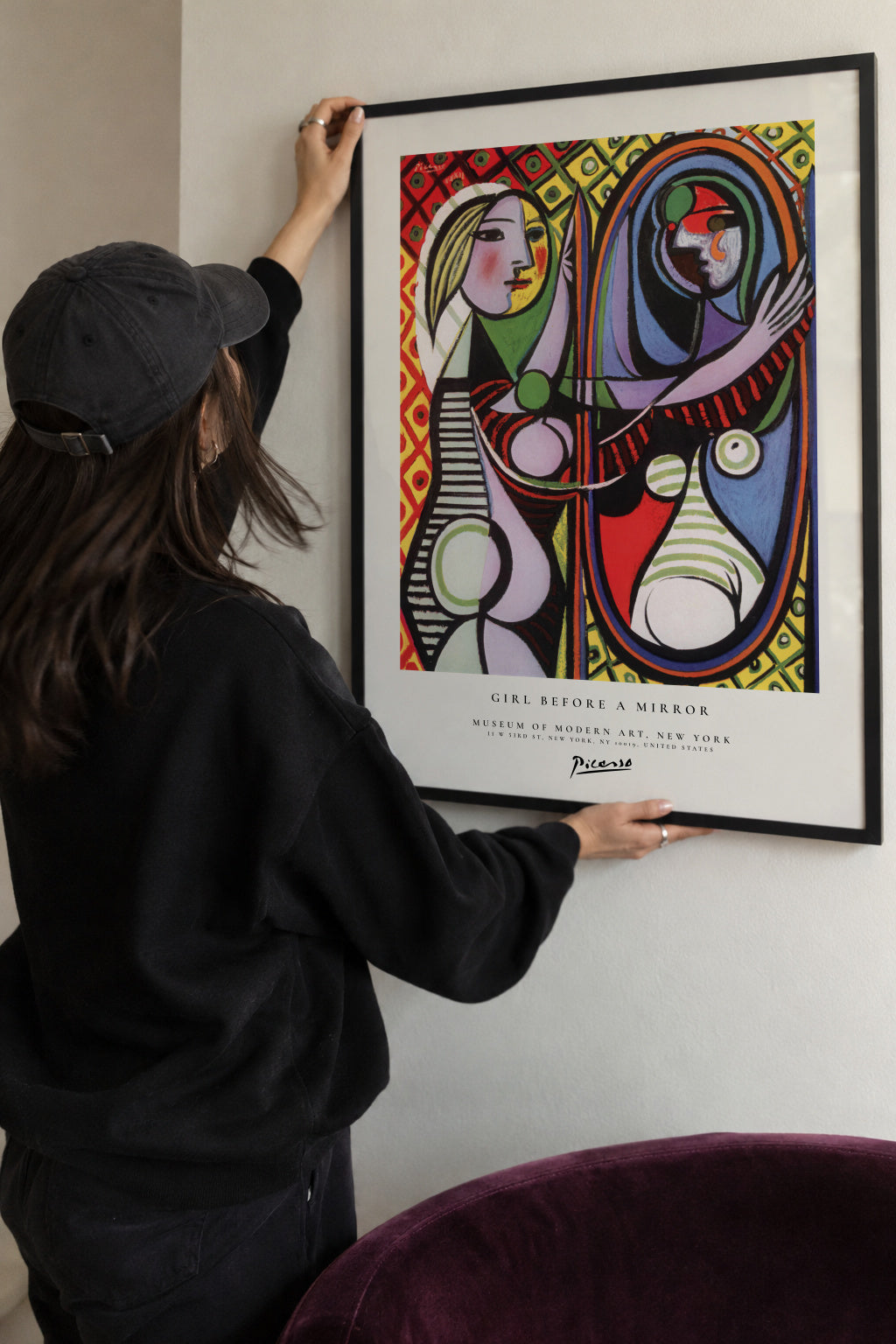 Girl before a Mirror by Pablo Picasso - Framed poster detail