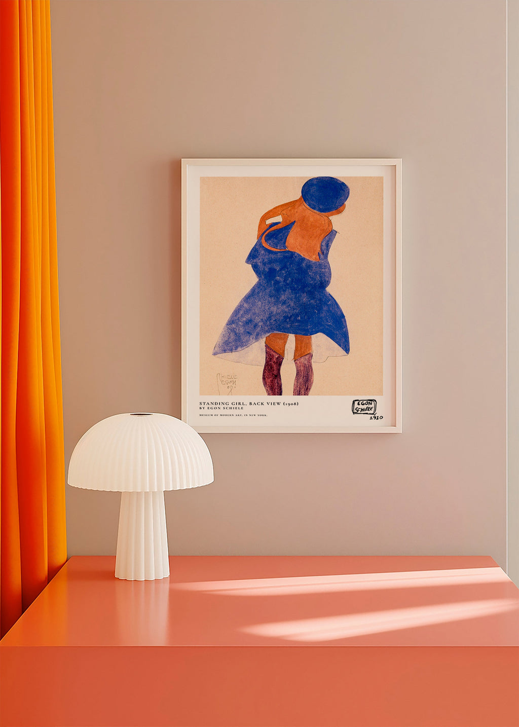 Illustration: Frauenfigur Rückenansicht in Blau