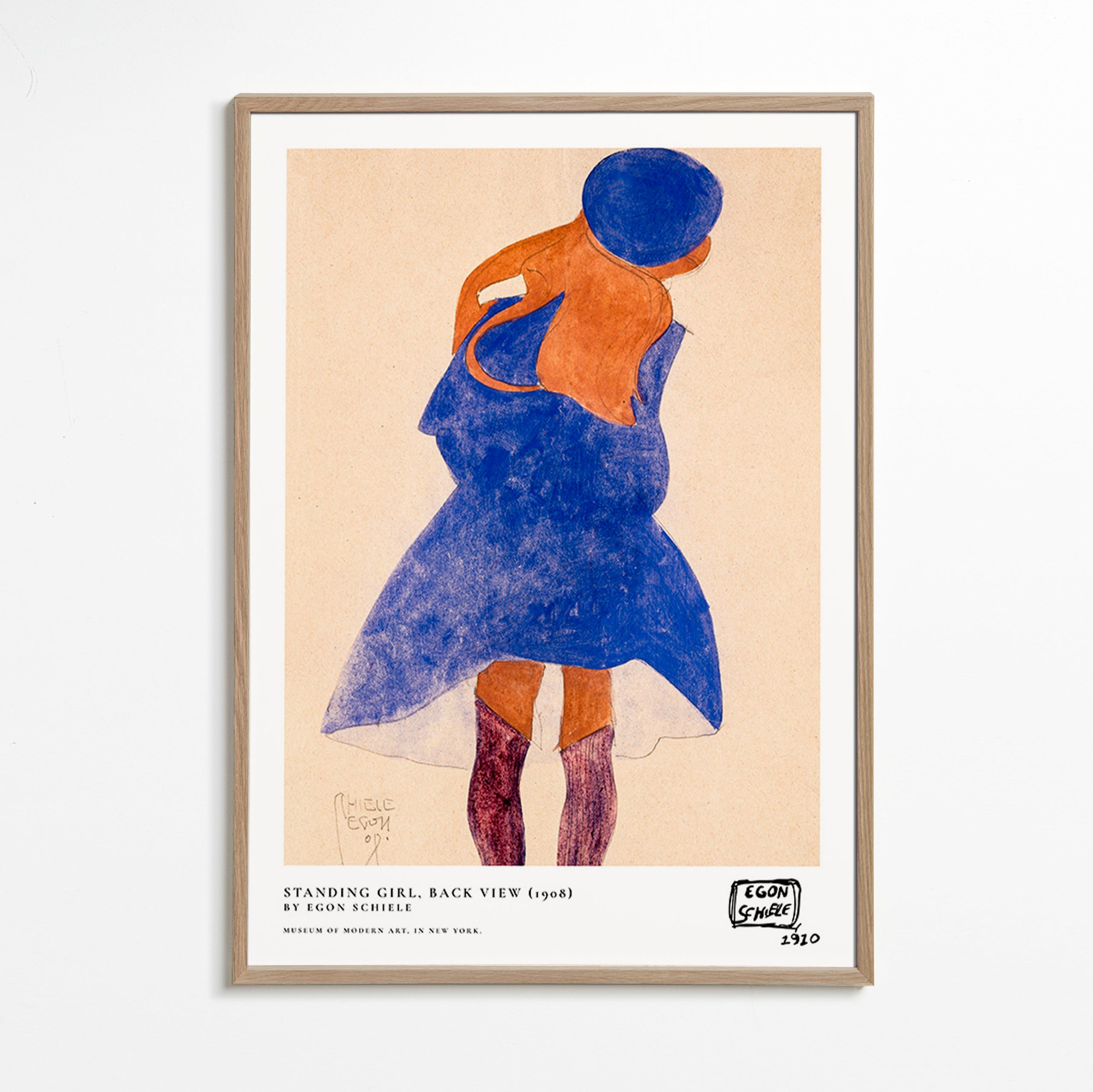 Illustration: Frauenfigur Rückenansicht in Blau