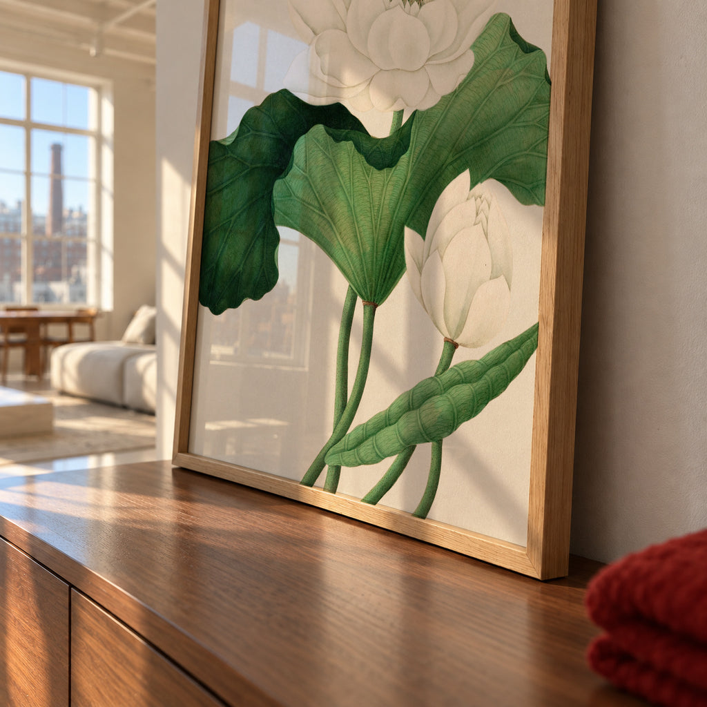 White Lotus Flower - Framed poster detail