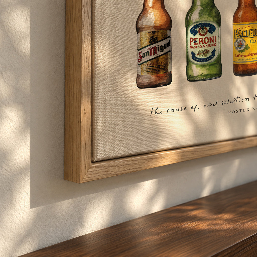 Cervezas (Beers) - Framed canvas detail