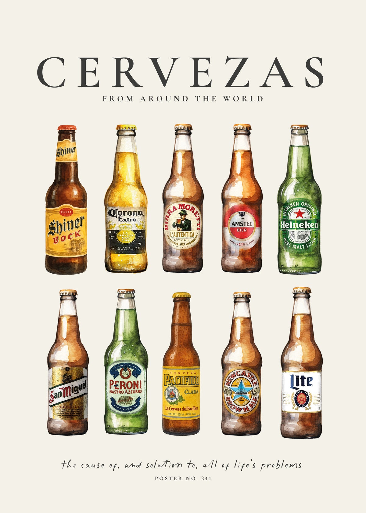 Cervezas (Beers) - Unframed art print