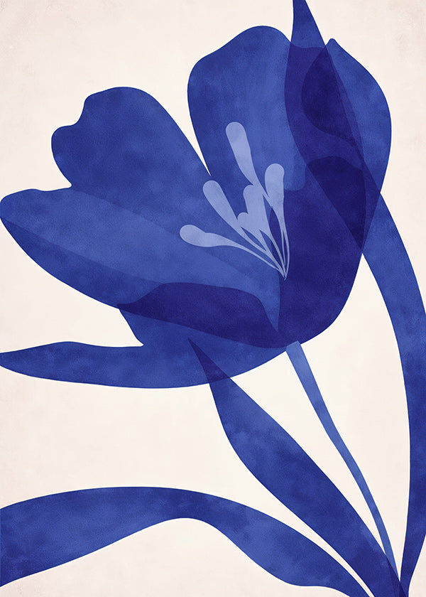 Botanischer Druck: stilisierte blaue Blume
