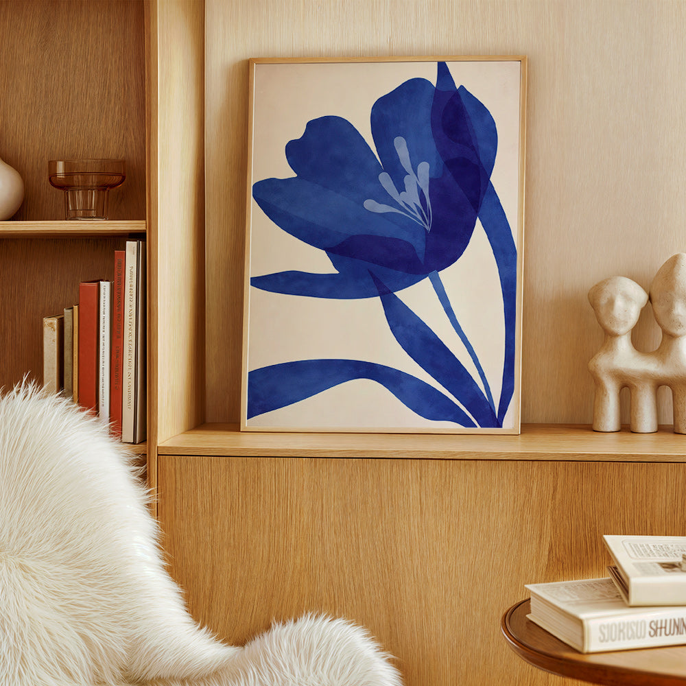 Botanischer Druck: stilisierte blaue Blume