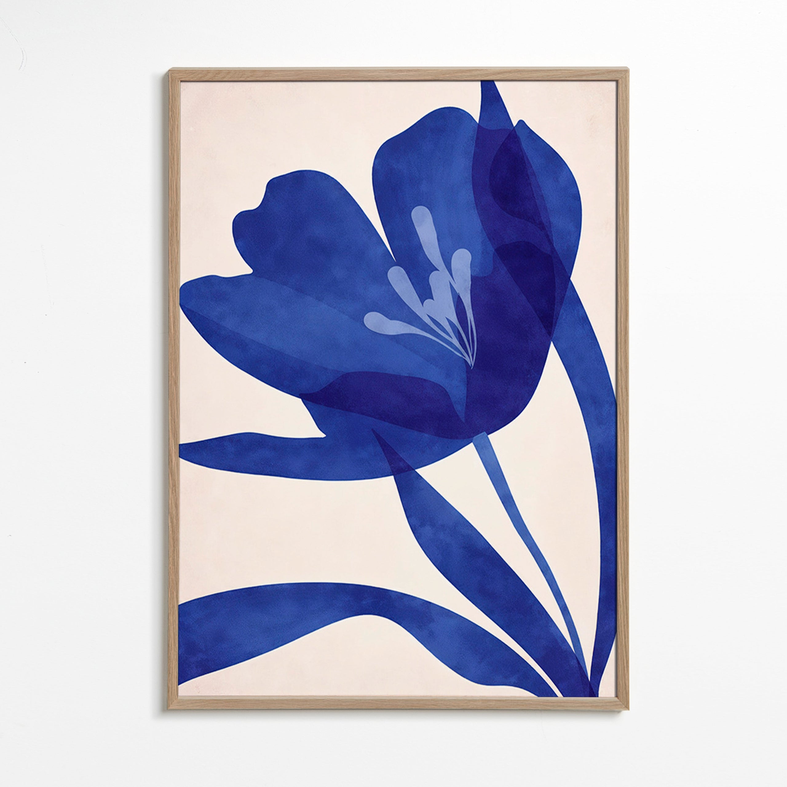 Botanischer Druck: stilisierte blaue Blume