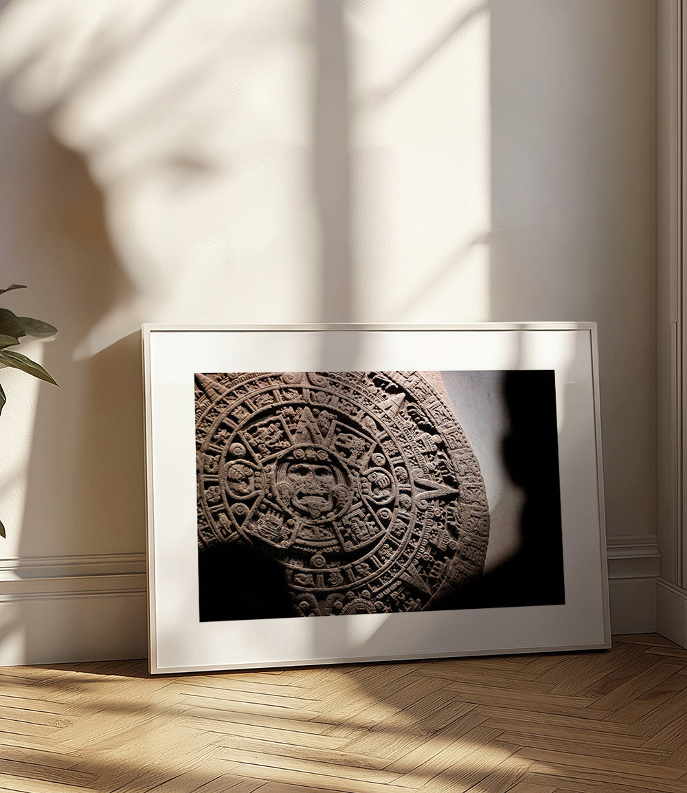 Fotografie des aztekischen Kalenders in Relief