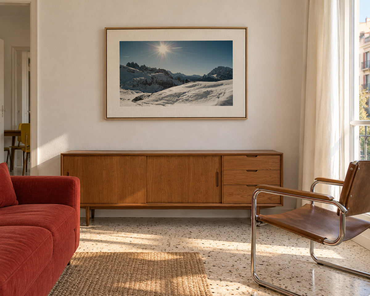 Alpine Sun - Framed canvas in an interior