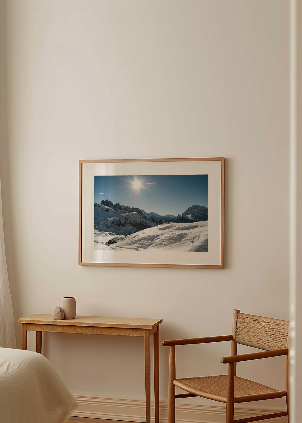 Alpine Sun - Framed poster in an interior