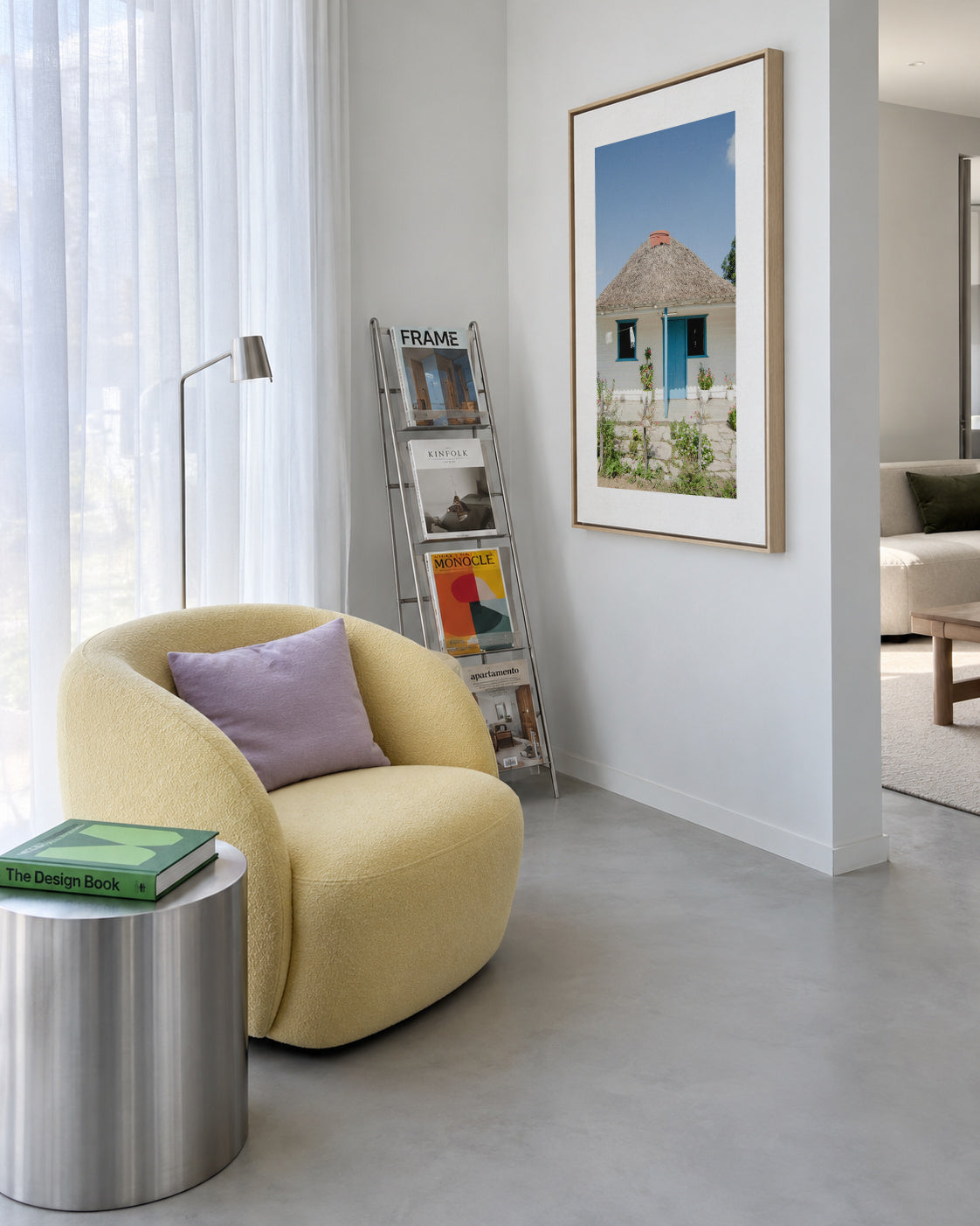 Blue House - Framed canvas in an interior