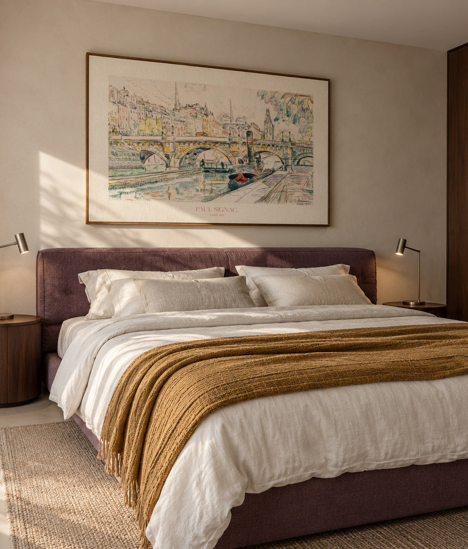 Tugboat At the Pont Neuf - Framed canvas in an interior