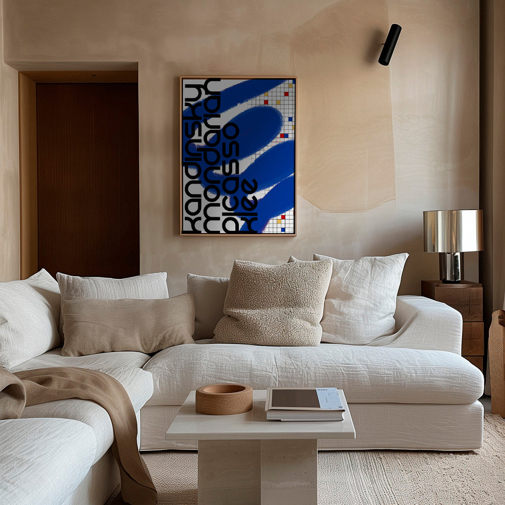 Cuadro abstracto con gestos azules – Canvas1