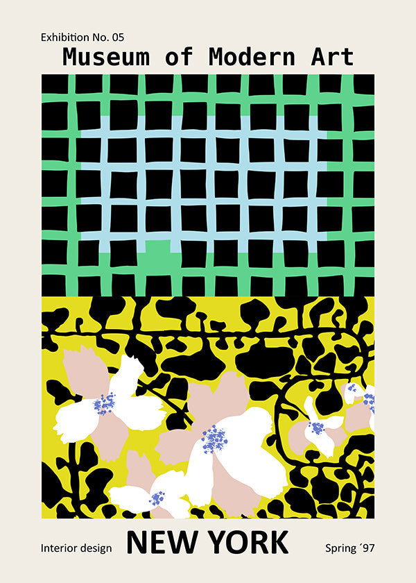 Cuadro de ciudades: póster tipográfico New York con motivos florales