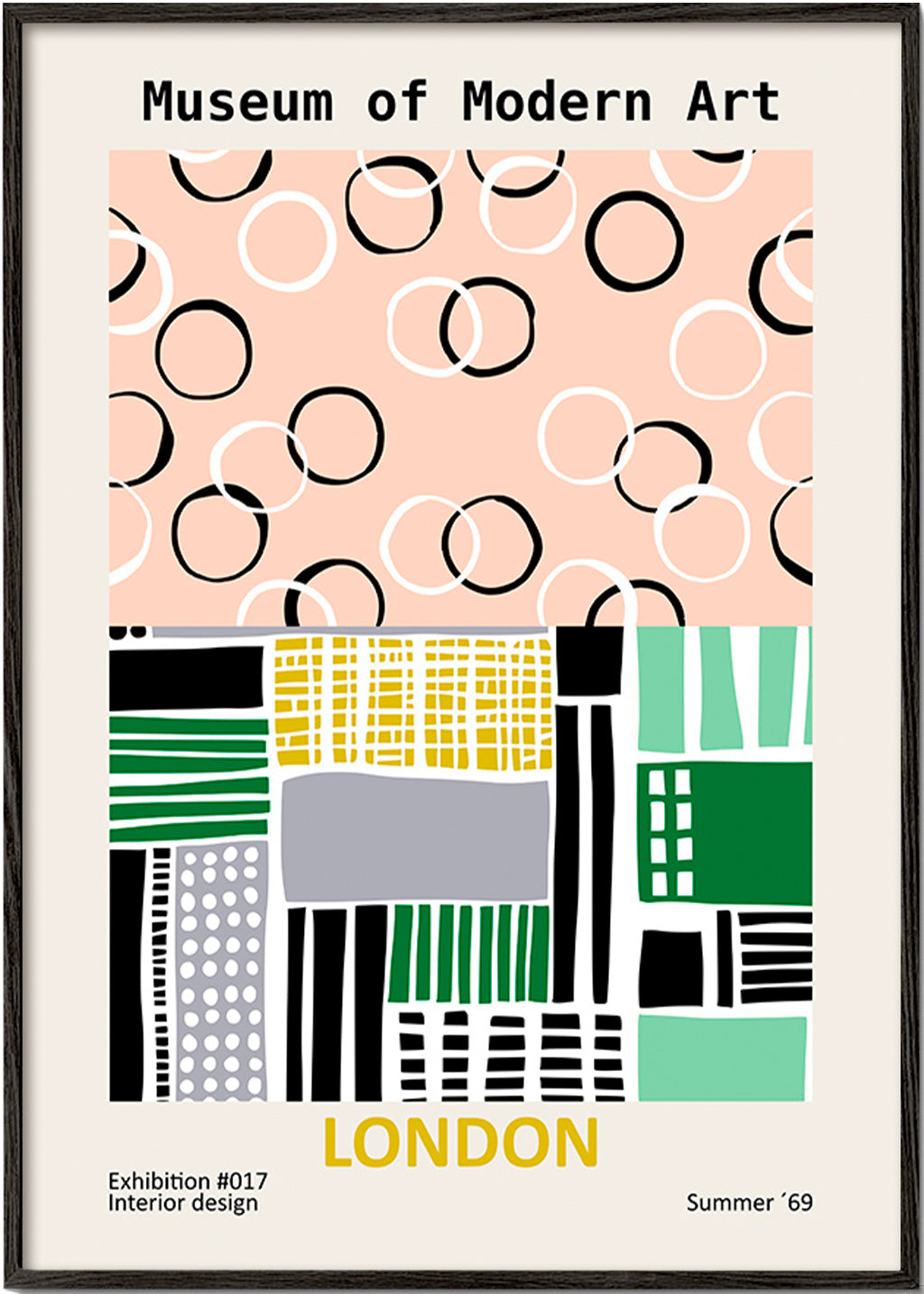 Cuadro de ciudades con póster tipográfico de Londres – Black Frame