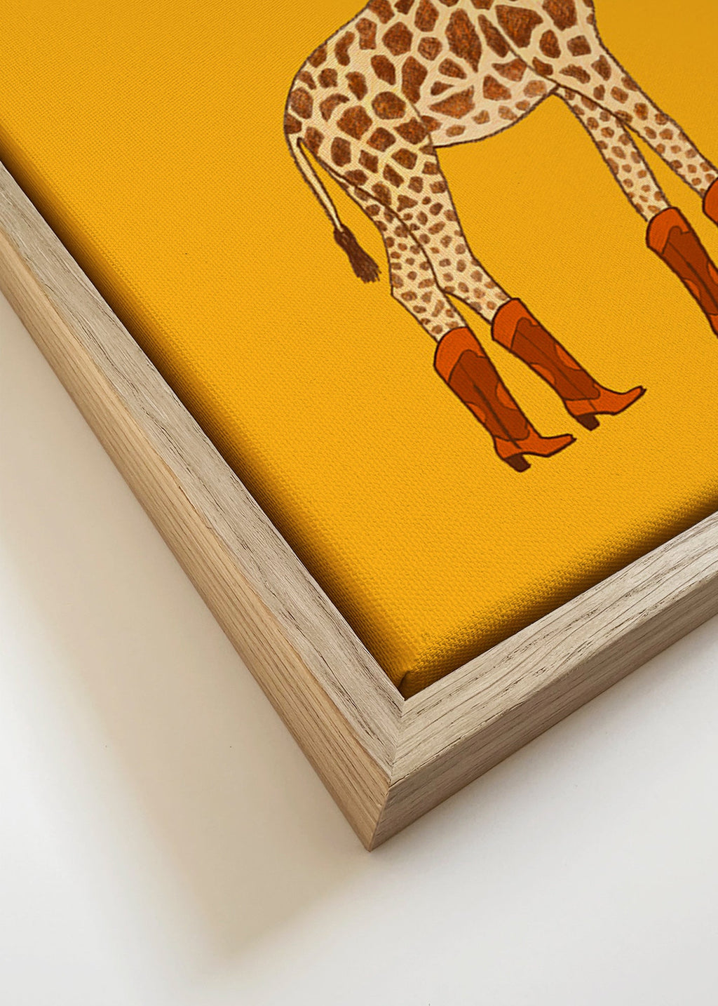 Cuadro jirafa con botas vaqueras – Canvas detail