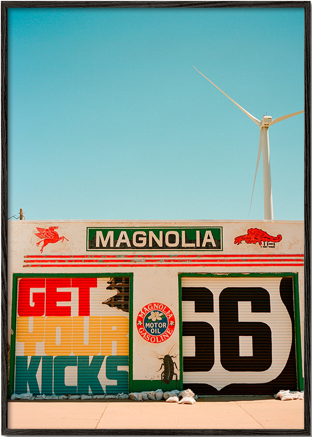 Cuadro de ciudades Route 66, mural fotográfico – Black Frame