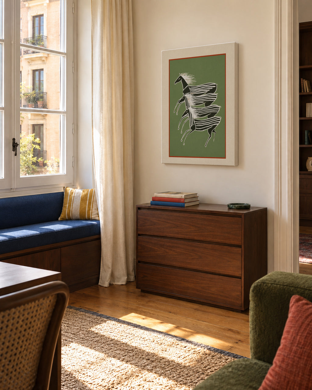 Horses In Stripes - Unframed canvas in an interior
