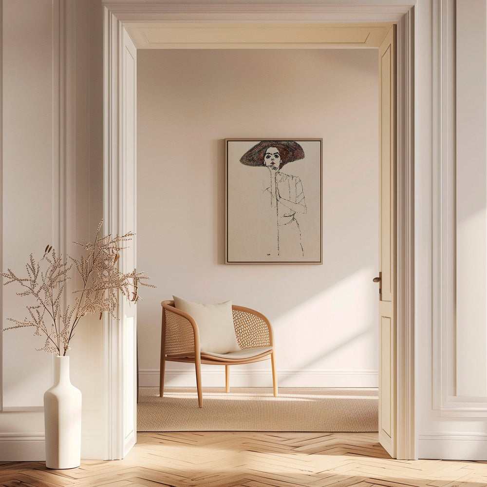 Ilustración retrato con sombrero y trazo expresivo – Canvas2