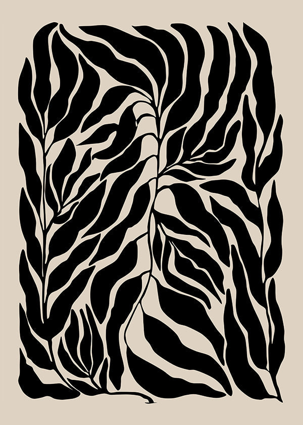 Lámina botánica hojas en silueta negra