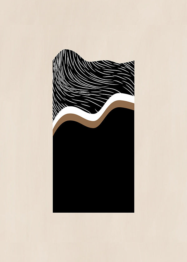 Cuadro abstracto con ondas monocromas