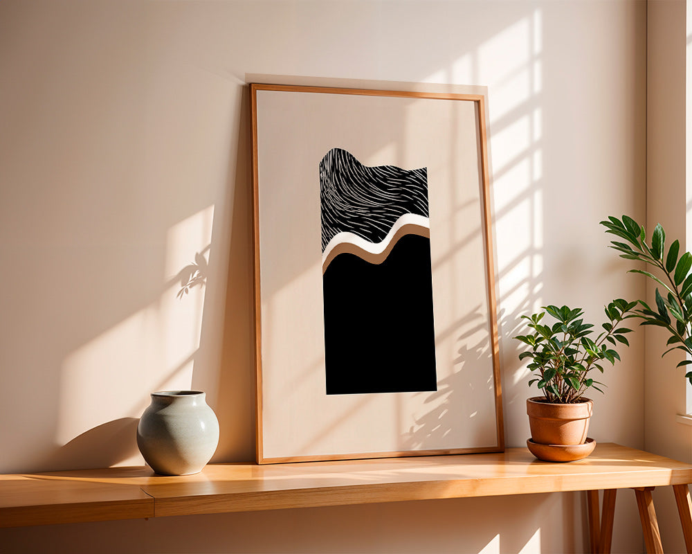 Cuadro abstracto con ondas monocromas – Product2