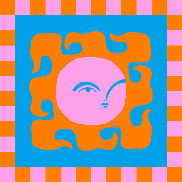 Ilustración sol sonriente en tonos pop