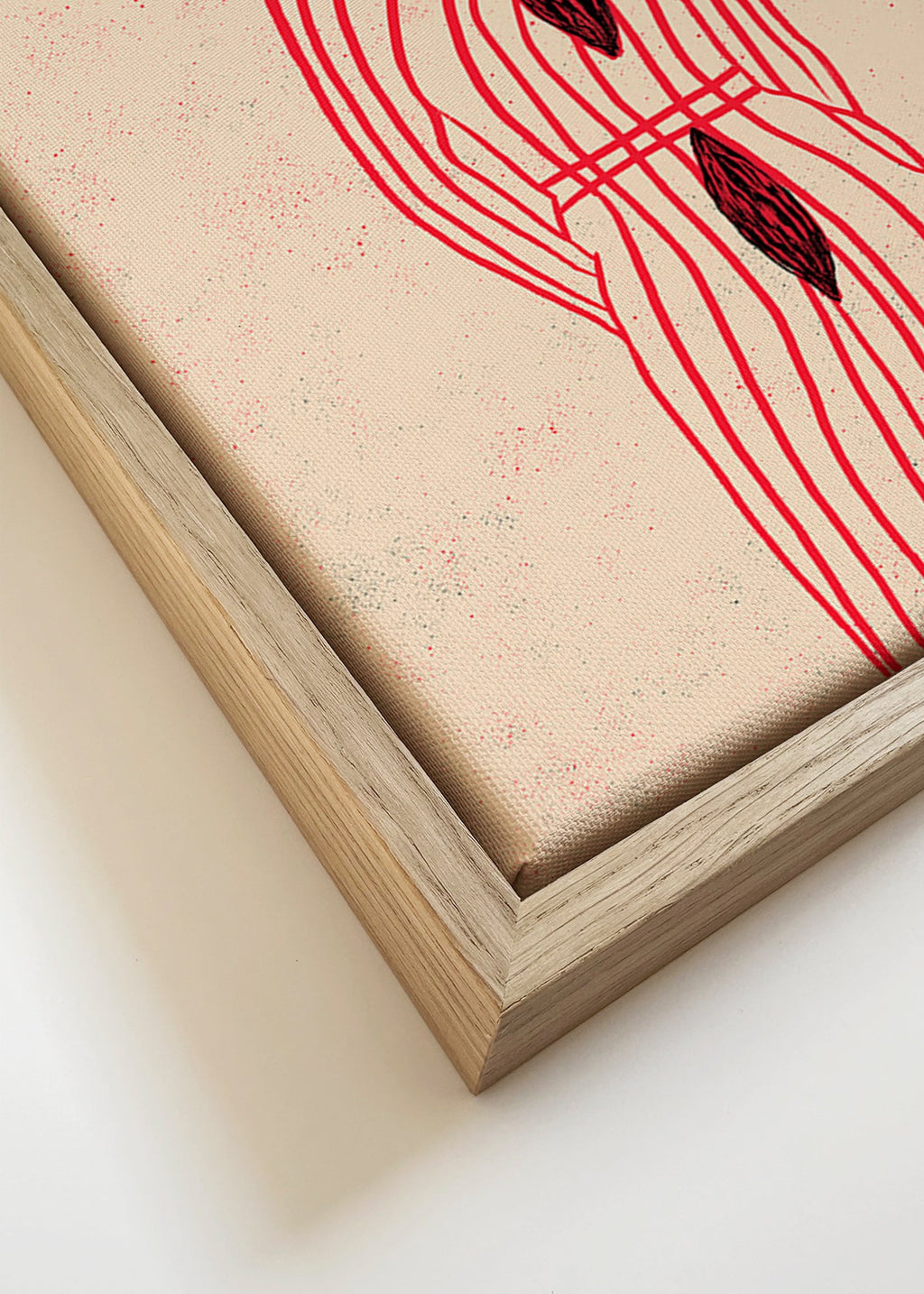 Cuadro gato estilizado con líneas rojas – Canvas detail