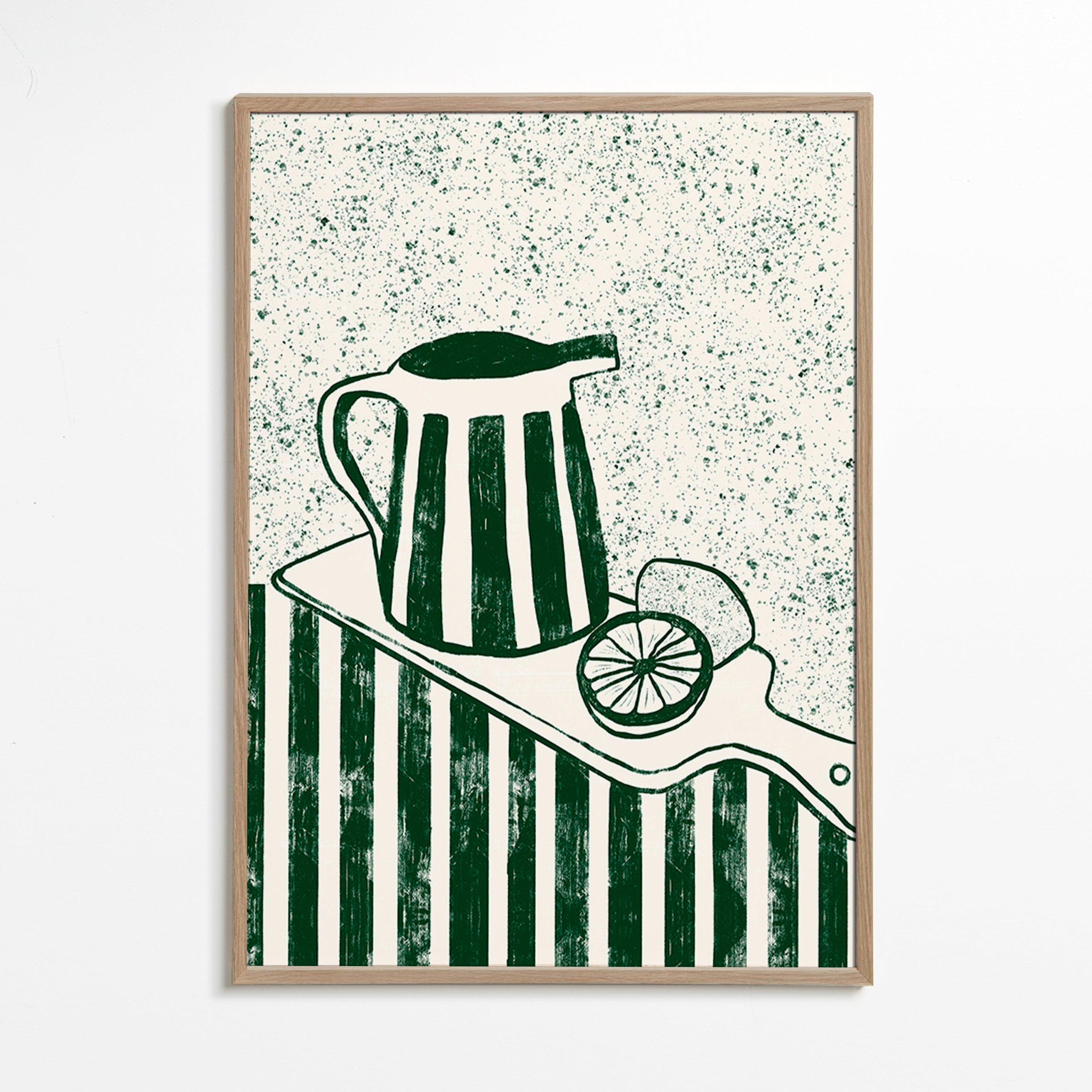 Cuadro de cocina con jarra y limón – Oak Frame