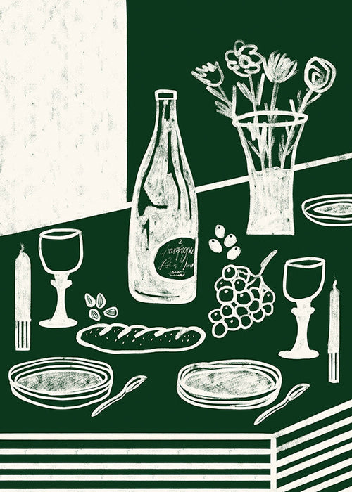 Cuadro de cocina con bodegón lineal