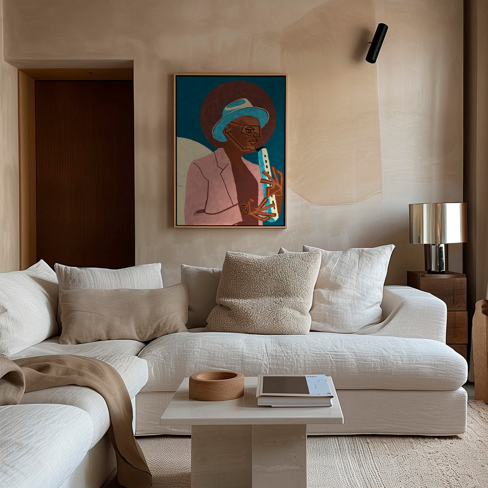 Ilustración de músico con instrumento de viento – Canvas1